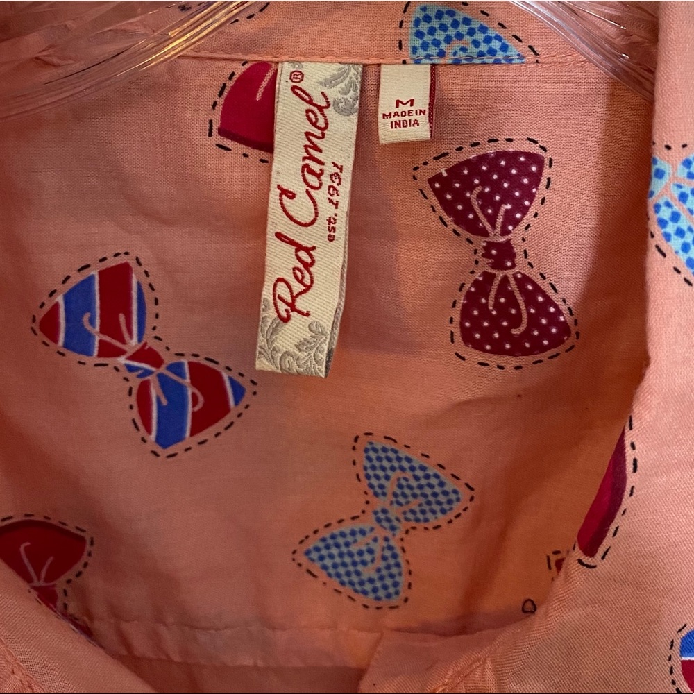 Red Camel Bow Print Button-Up - image 2